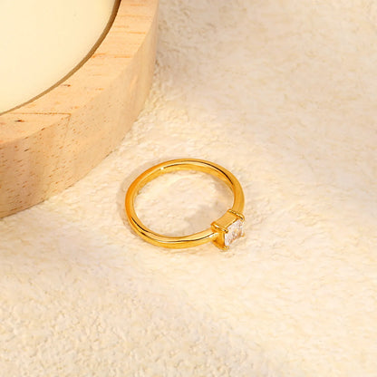 Twisted Split Band Paved CZ Gold Ring | 6mm Width | 18K Gold Plated Stainless Steel Stackable Ring | Sizes 8 |  Wholesale MOQ 12