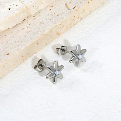 Puffy Six-Petal Flower Pearl Huggie Earrings | Gold & Silver | Solid Floral Pearl Snap Hoops | Wholesale MOQ 12