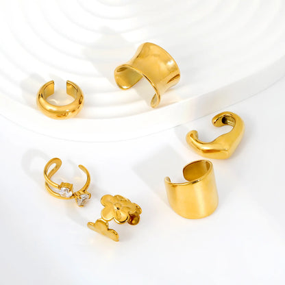 Assorted 6 Styles Gold Cuff Ear Cuff Set | No Piercing Required | 18K Gold Plated Stainless Steel Open Ear Cuffs | Wholesale Bulk Order MOQ 12