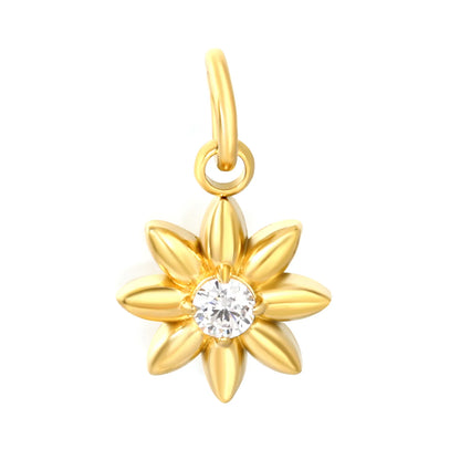 8-Petal Daisy Clear CZ Center Charm Pendant | Floral Dangle Charm | Wholesale MOQ 12