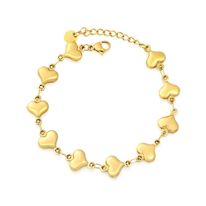 Adjustable 17+3cm 18K Gold Plated Stainless Steel Love Charm Bracelet | Wholesale MOQ 12