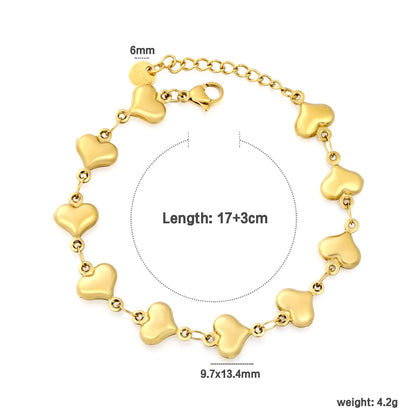 Adjustable 17+3cm 18K Gold Plated Stainless Steel Love Charm Bracelet | Wholesale MOQ 12