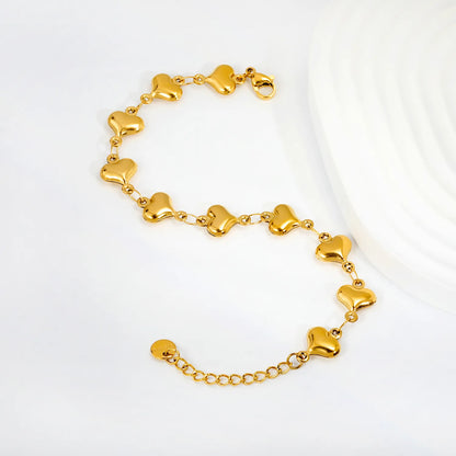 Adjustable 17+3cm 18K Gold Plated Stainless Steel Love Charm Bracelet | Wholesale MOQ 12