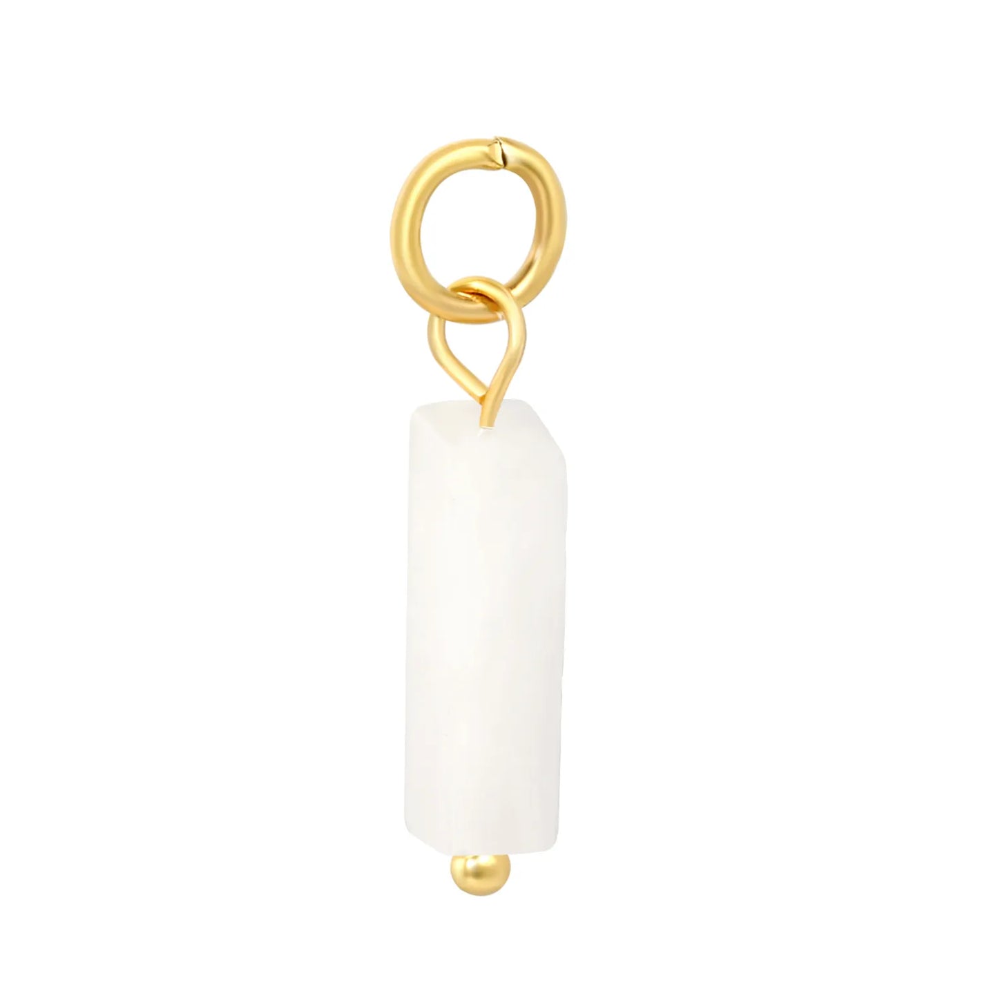 Natural Stone Rectangle Bar Charm Pendants | 18K Gold Plated Stainless Steel Gemstone Charms | 7 Natural Stone Colors | Bulk Order MOQ 12
