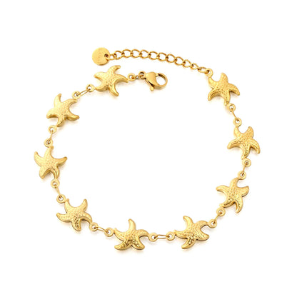 Embossed Starfish Full Link Bracelet | Adjustable 18+3cm | Ocean Theme Bracelet | Wholesale MOQ 12