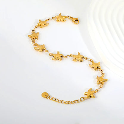 Embossed Starfish Full Link Bracelet | Adjustable 18+3cm | Ocean Theme Bracelet | Wholesale MOQ 12