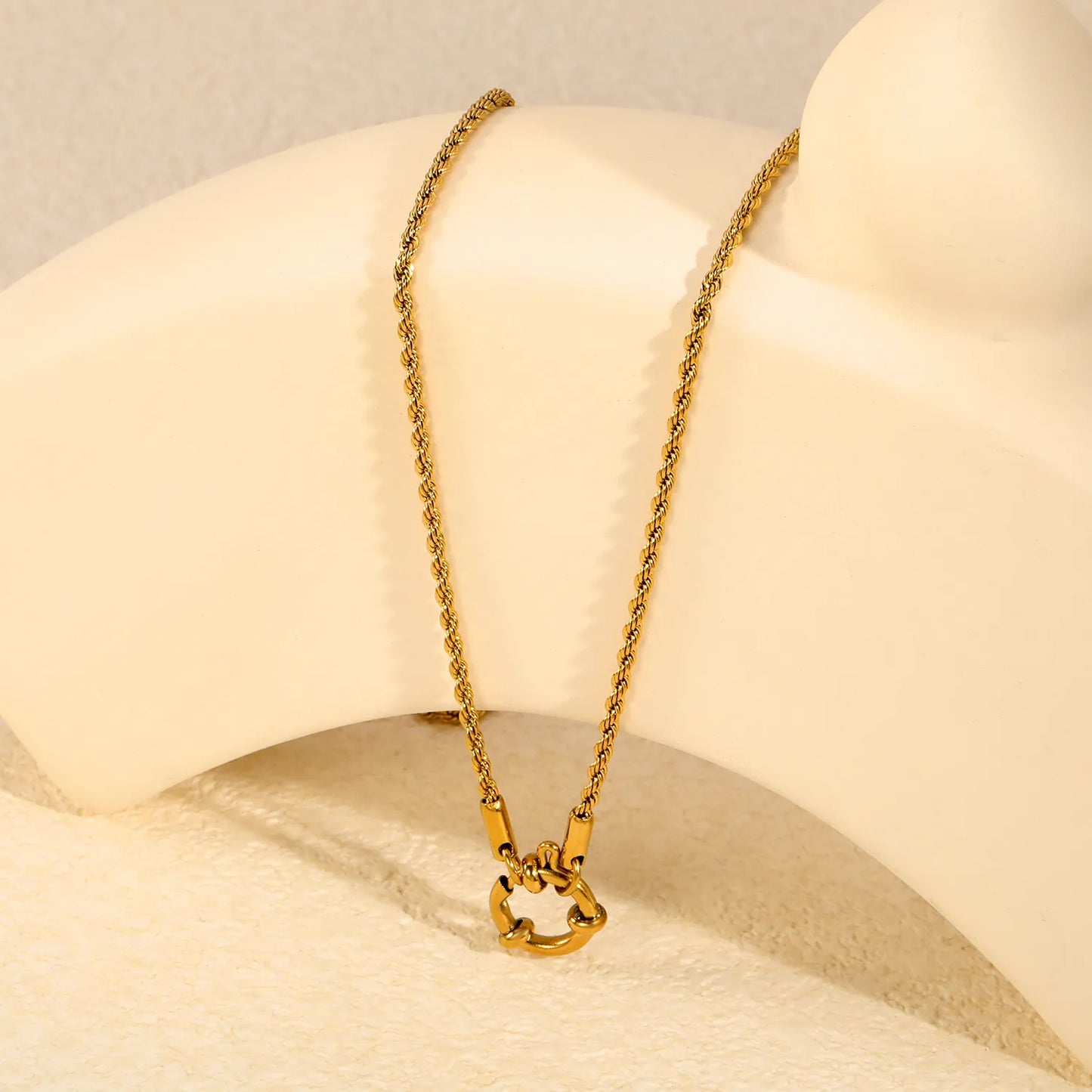 2mm Thin Rope Chain Front Spring Ring Clasp Necklace | 18K Gold Plated Stainless Steel | Wholesale MOQ 12