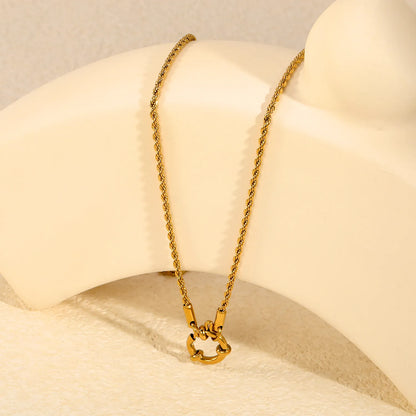 2mm Thin Rope Chain Front Spring Ring Clasp Necklace | 18K Gold Plated Stainless Steel | Wholesale MOQ 12