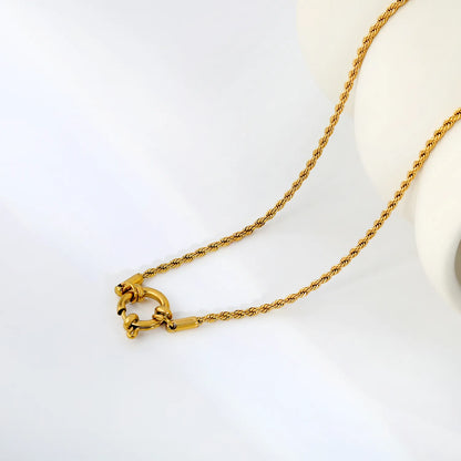 2mm Thin Rope Chain Front Spring Ring Clasp Necklace | 18K Gold Plated Stainless Steel | Wholesale MOQ 12