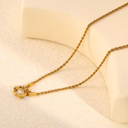2mm Thin Rope Chain Front Spring Ring Clasp Necklace | 18K Gold Plated Stainless Steel | Wholesale MOQ 12
