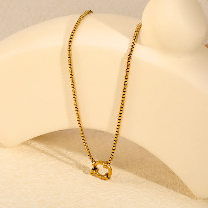 2mm Box Chain Front Spring Ring Clasp Necklace | Length 45cm | 18K Gold Plated Stainless Steel Square Box Link | Wholesale MOQ 12