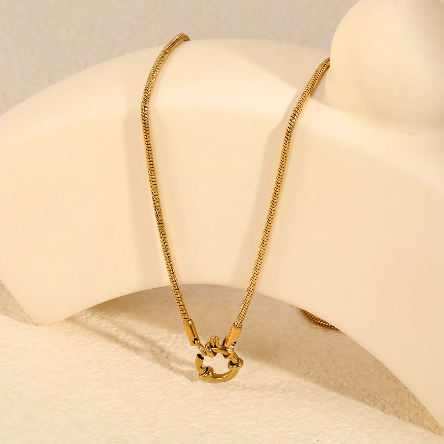 2mm Round Snake Chain Front Spring Ring Clasp 18K Gold Plated Stainless Steel Necklace| Wholesale MOQ 12