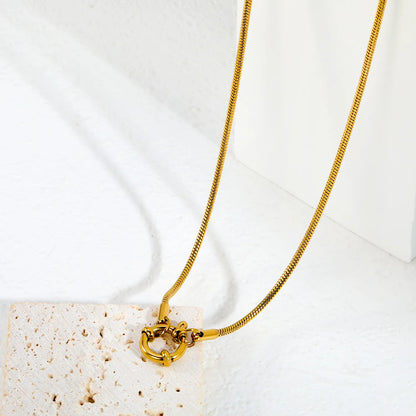 2mm Round Snake Chain Front Spring Ring Clasp 18K Gold Plated Stainless Steel Necklace| Wholesale MOQ 12