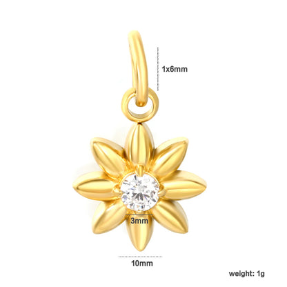 8-Petal Daisy Clear CZ Center Charm Pendant | Floral Dangle Charm | Wholesale MOQ 12
