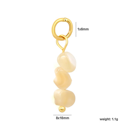 Irregular Natural Stone Dangle Charms | 18K Gold Plated Stainless Steel Gemstone Pendants | 3 Colors | Wholesale MOQ 12