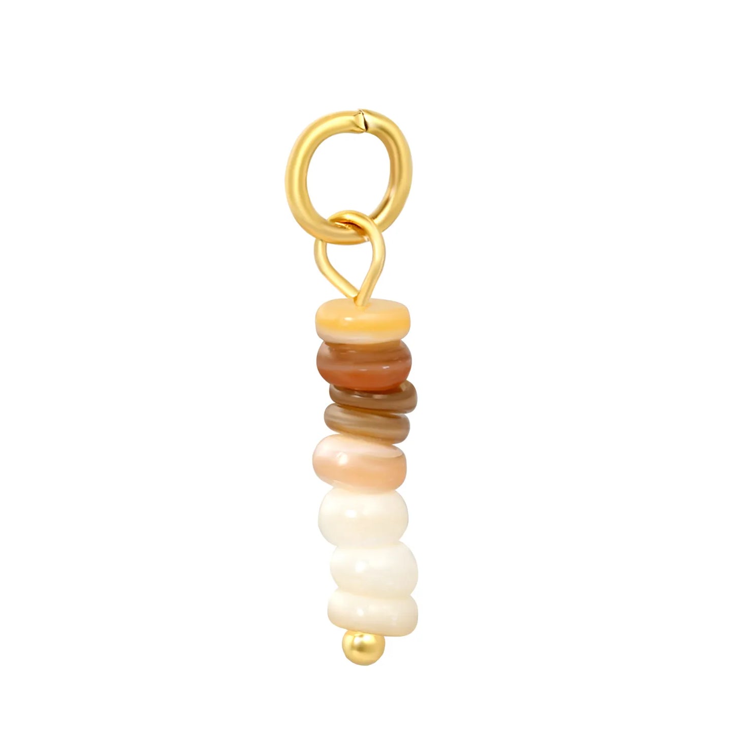 Gradient Brown Shell Disc Beaded Dangle Charm Natural Shell Pendant | Wholesale MOQ 12