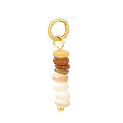 Gradient Brown Shell Disc Beaded Dangle Charm Natural Shell Pendant | Wholesale MOQ 12