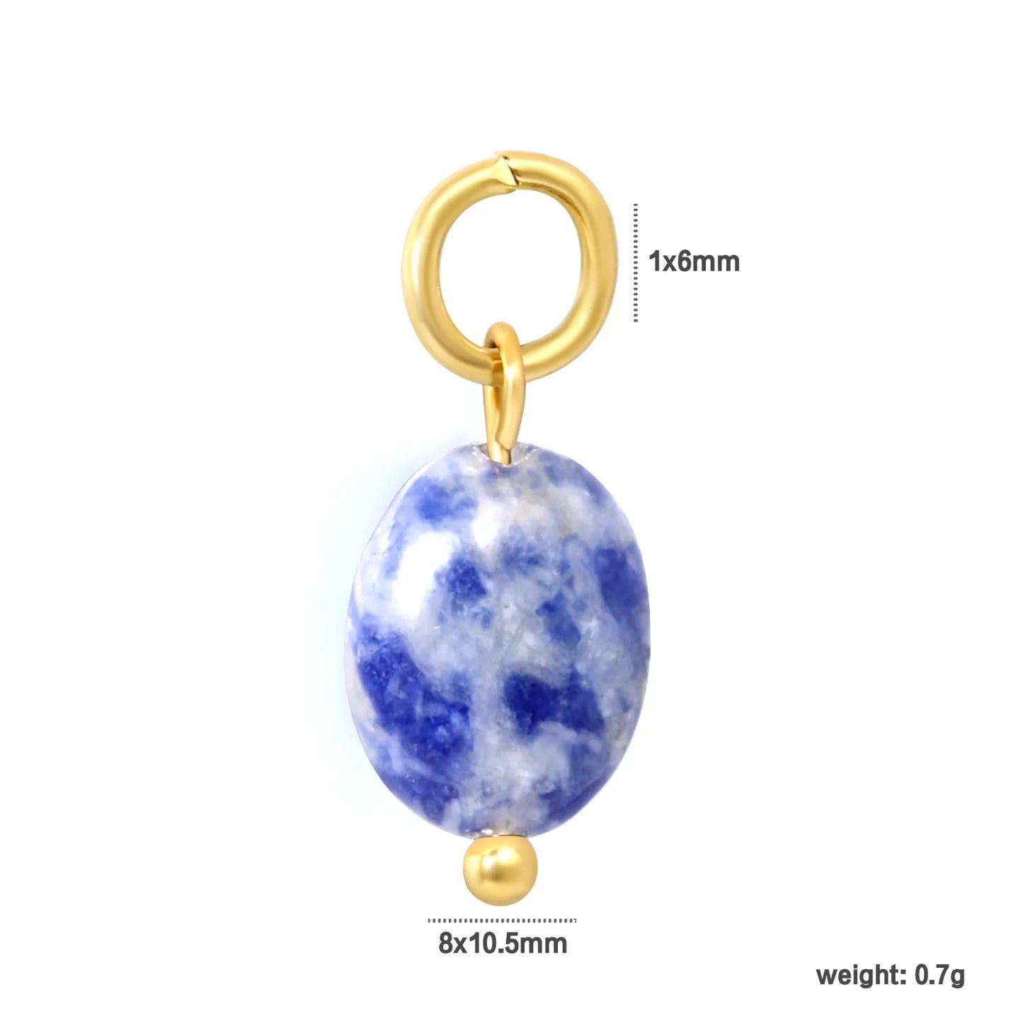 Natural Gemstone Dangle Charms| 4 Stone Variants | 18K Gold Plated Stainless Steel Pendant Charms| Wholesale MOQ 12