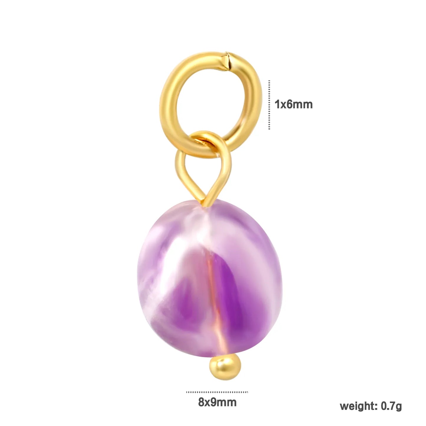 Natural Gemstone Dangle Charms| 4 Stone Variants | 18K Gold Plated Stainless Steel Pendant Charms| Wholesale MOQ 12