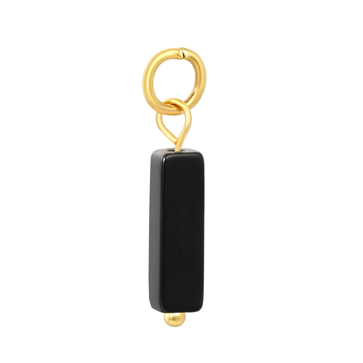 Natural Stone Rectangle Bar Charm Pendants | 18K Gold Plated Stainless Steel Gemstone Charms | 7 Natural Stone Colors | Bulk Order MOQ 12
