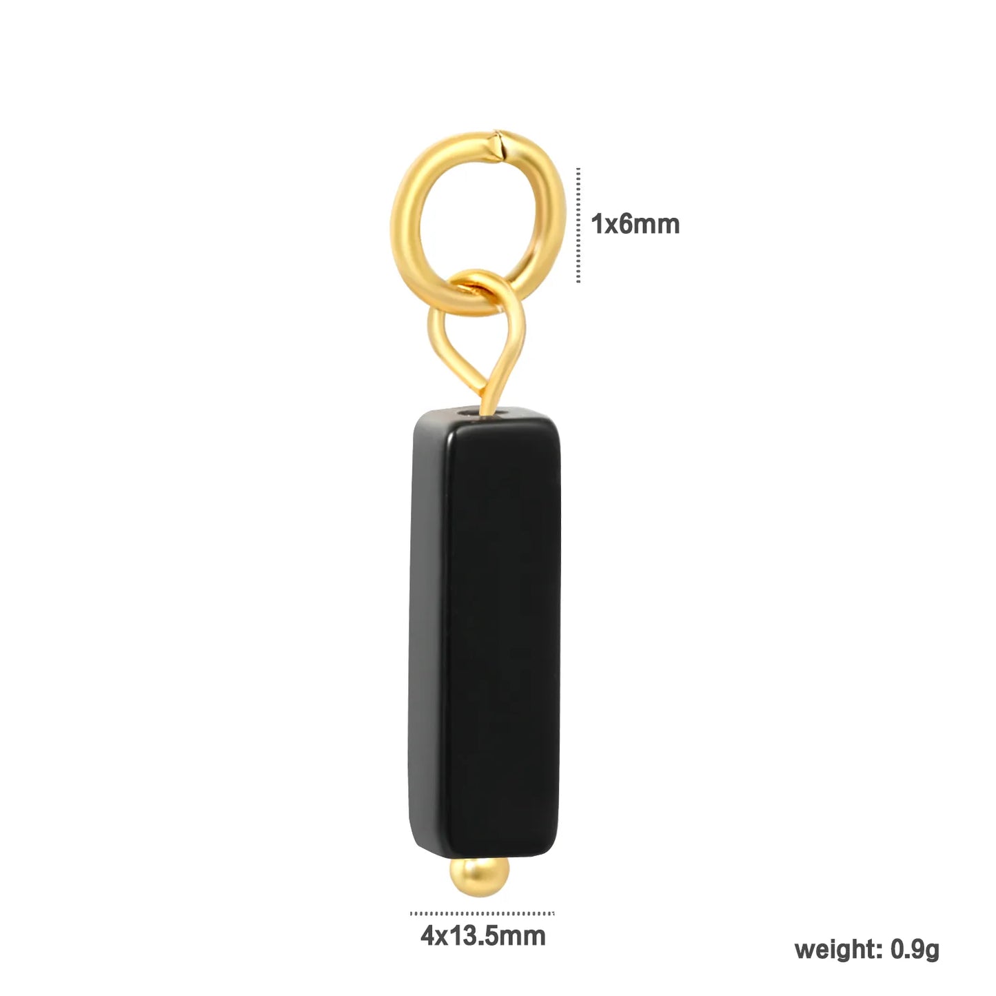 Natural Stone Rectangle Bar Charm Pendants | 18K Gold Plated Stainless Steel Gemstone Charms | 7 Natural Stone Colors | Bulk Order MOQ 12