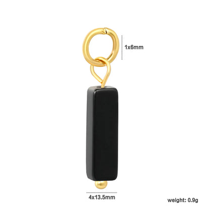 Natural Stone Rectangle Bar Charm Pendants | 18K Gold Plated Stainless Steel Gemstone Charms | 7 Natural Stone Colors | Bulk Order MOQ 12