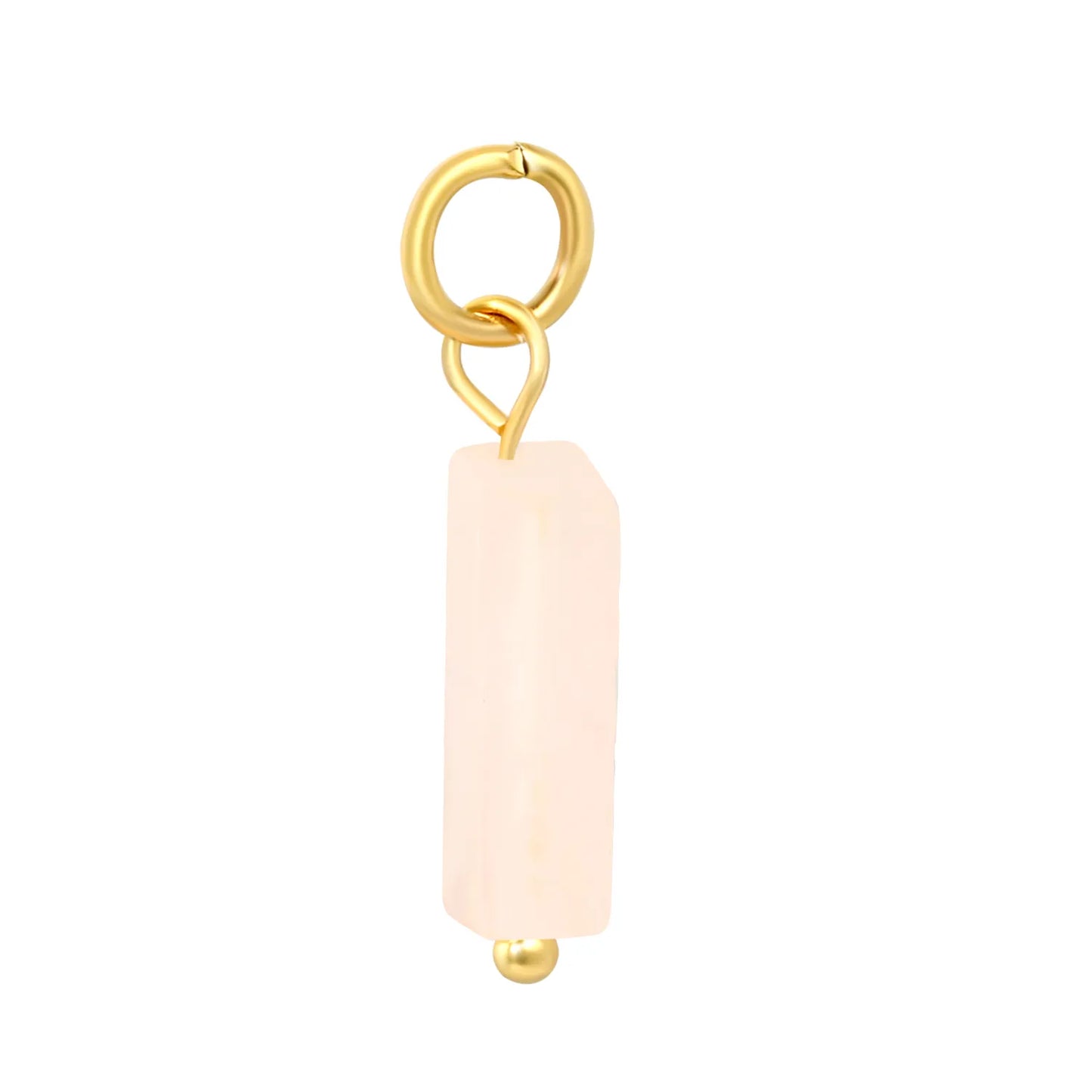 Natural Stone Rectangle Bar Charm Pendants | 18K Gold Plated Stainless Steel Gemstone Charms | 7 Natural Stone Colors | Bulk Order MOQ 12