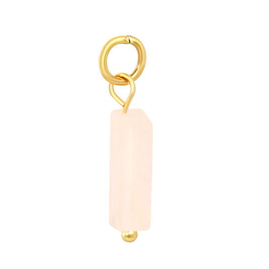 Natural Stone Rectangle Bar Charm Pendants | 18K Gold Plated Stainless Steel Gemstone Charms | 7 Natural Stone Colors | Bulk Order MOQ 12