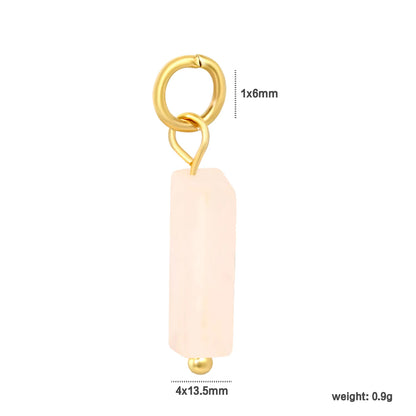 Natural Stone Rectangle Bar Charm Pendants | 18K Gold Plated Stainless Steel Gemstone Charms | 7 Natural Stone Colors | Bulk Order MOQ 12