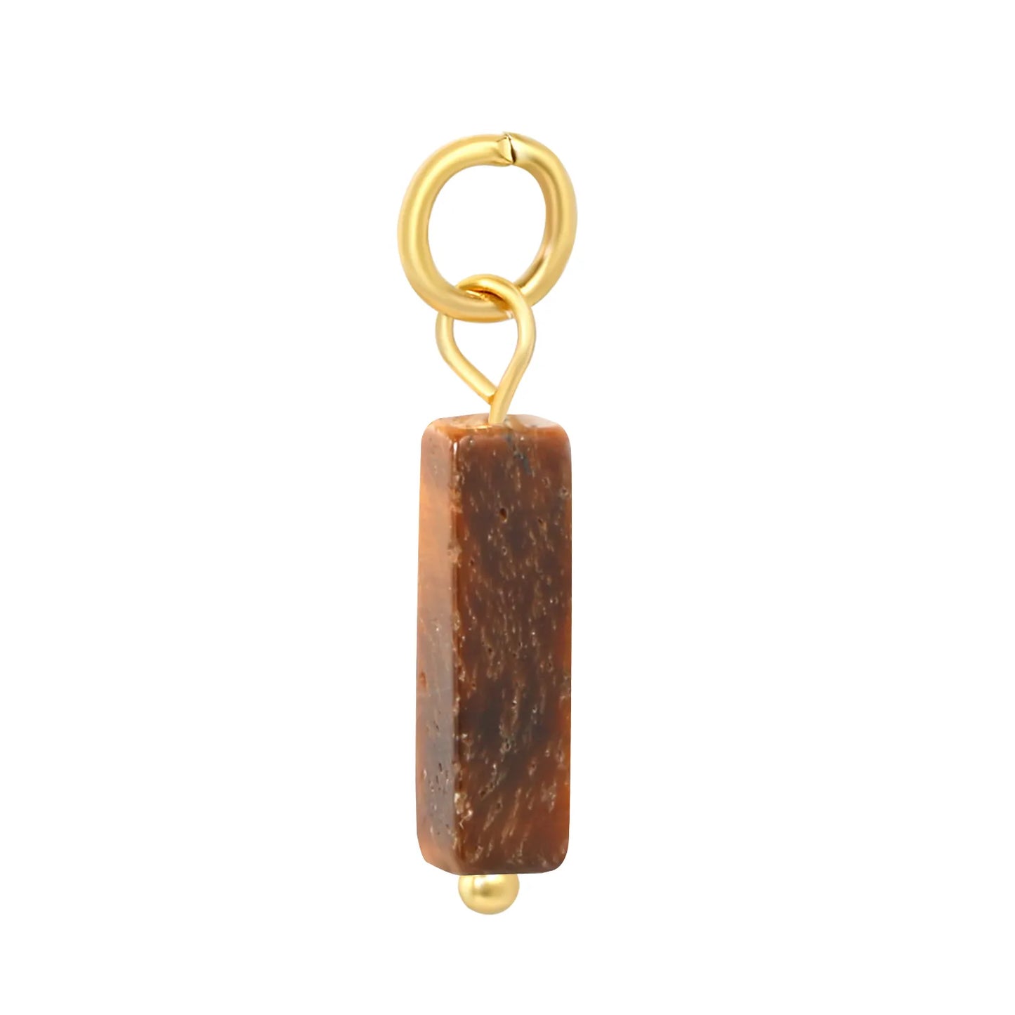 Natural Stone Rectangle Bar Charm Pendants | 18K Gold Plated Stainless Steel Gemstone Charms | 7 Natural Stone Colors | Bulk Order MOQ 12