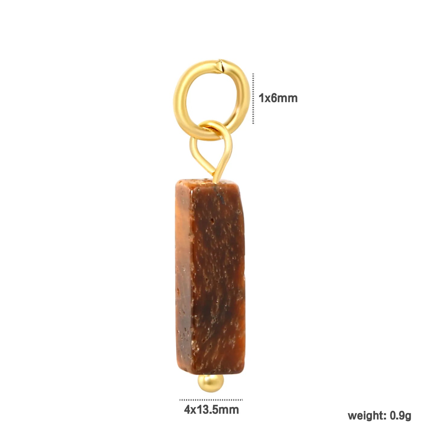 Natural Stone Rectangle Bar Charm Pendants | 18K Gold Plated Stainless Steel Gemstone Charms | 7 Natural Stone Colors | Bulk Order MOQ 12