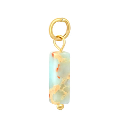 Natural Stone Rectangle Bar Charm Pendants | 18K Gold Plated Stainless Steel Gemstone Charms | 7 Natural Stone Colors | Bulk Order MOQ 12