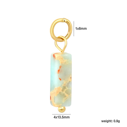 Natural Stone Rectangle Bar Charm Pendants | 18K Gold Plated Stainless Steel Gemstone Charms | 7 Natural Stone Colors | Bulk Order MOQ 12