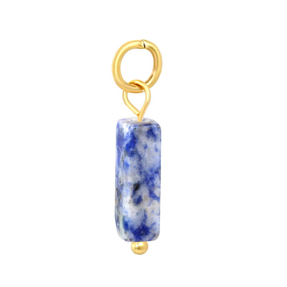 Natural Stone Rectangle Bar Charm Pendants | 18K Gold Plated Stainless Steel Gemstone Charms | 7 Natural Stone Colors | Bulk Order MOQ 12