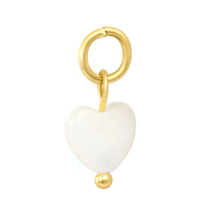 Puffy Natural Stone Heart Dangle Charms | 2 Colors | 18K Gold Plated Stainless Steel Love Pendant Charms | Wholesale MOQ 12