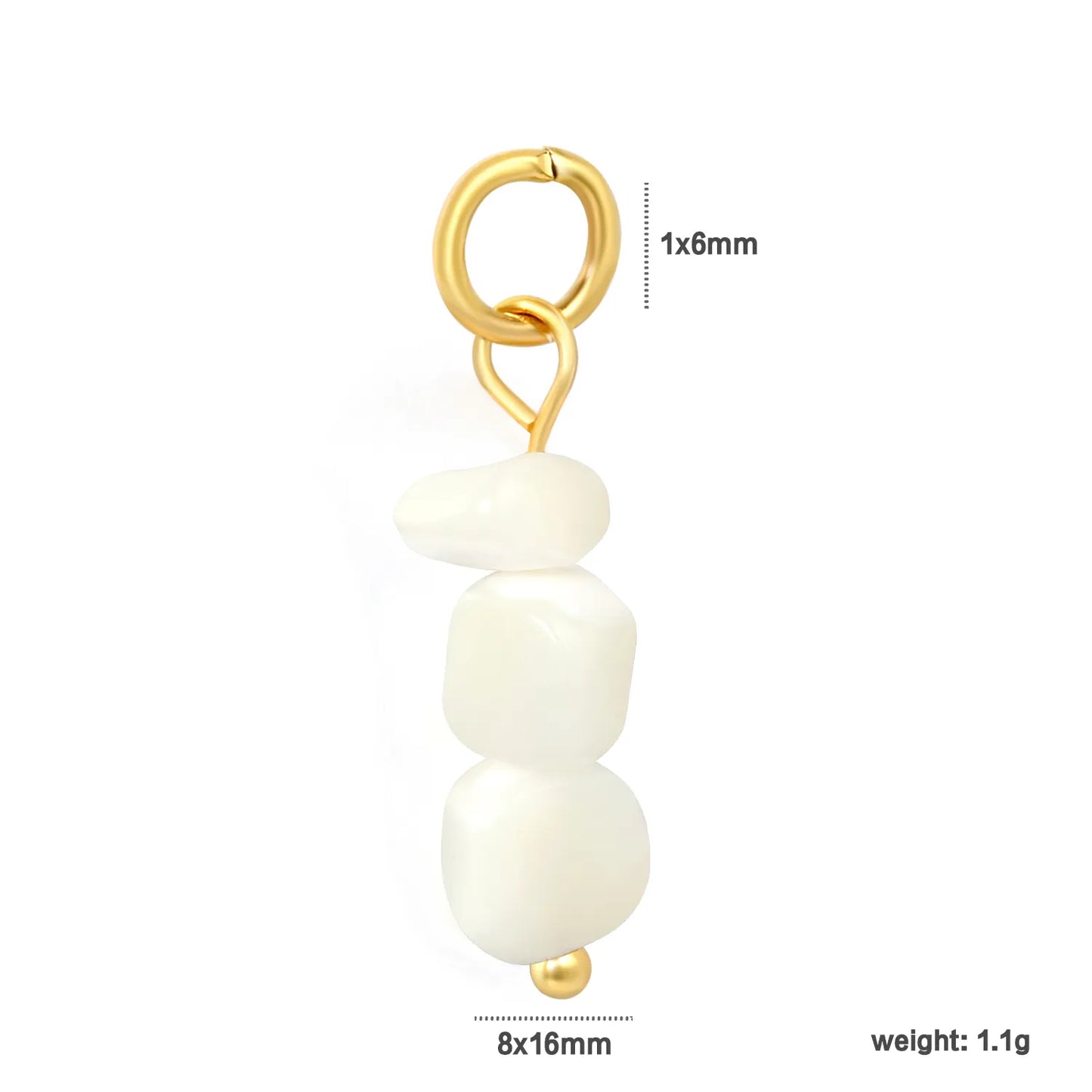 Irregular Natural Stone Dangle Charms | 18K Gold Plated Stainless Steel Gemstone Pendants | 3 Colors | Wholesale MOQ 12