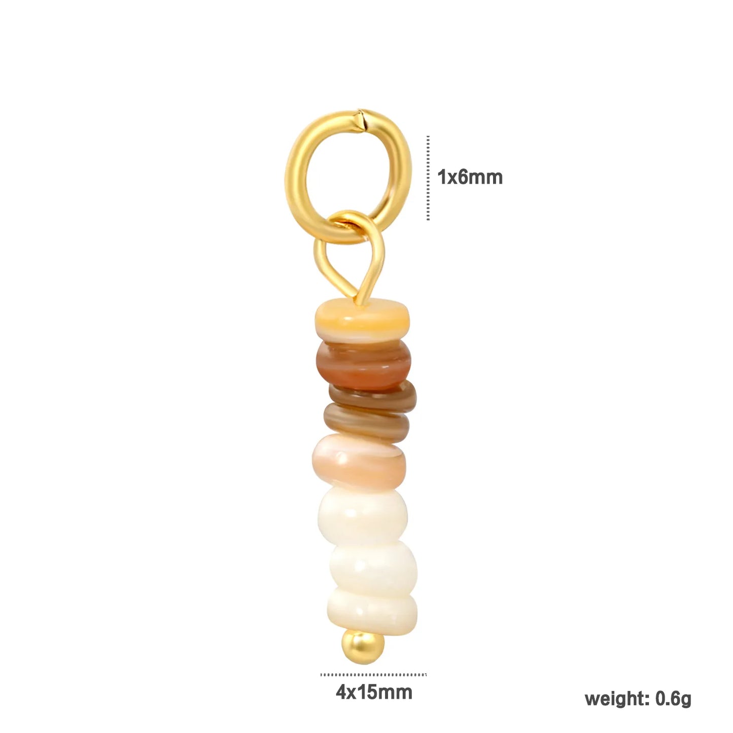 Gradient Brown Shell Disc Beaded Dangle Charm Natural Shell Pendant | Wholesale MOQ 12