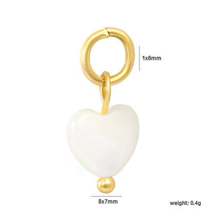 Puffy Natural Stone Heart Dangle Charms | 2 Colors | 18K Gold Plated Stainless Steel Love Pendant Charms | Wholesale MOQ 12