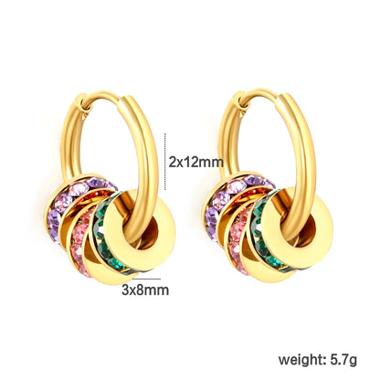 Bulk Wholesale 18K Gold Plated Multicolor Crystal Huggie Earrings – MOQ 12