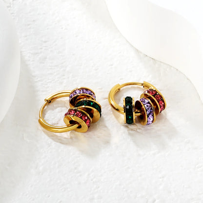 Bulk Wholesale 18K Gold Plated Multicolor Crystal Huggie Earrings – MOQ 12