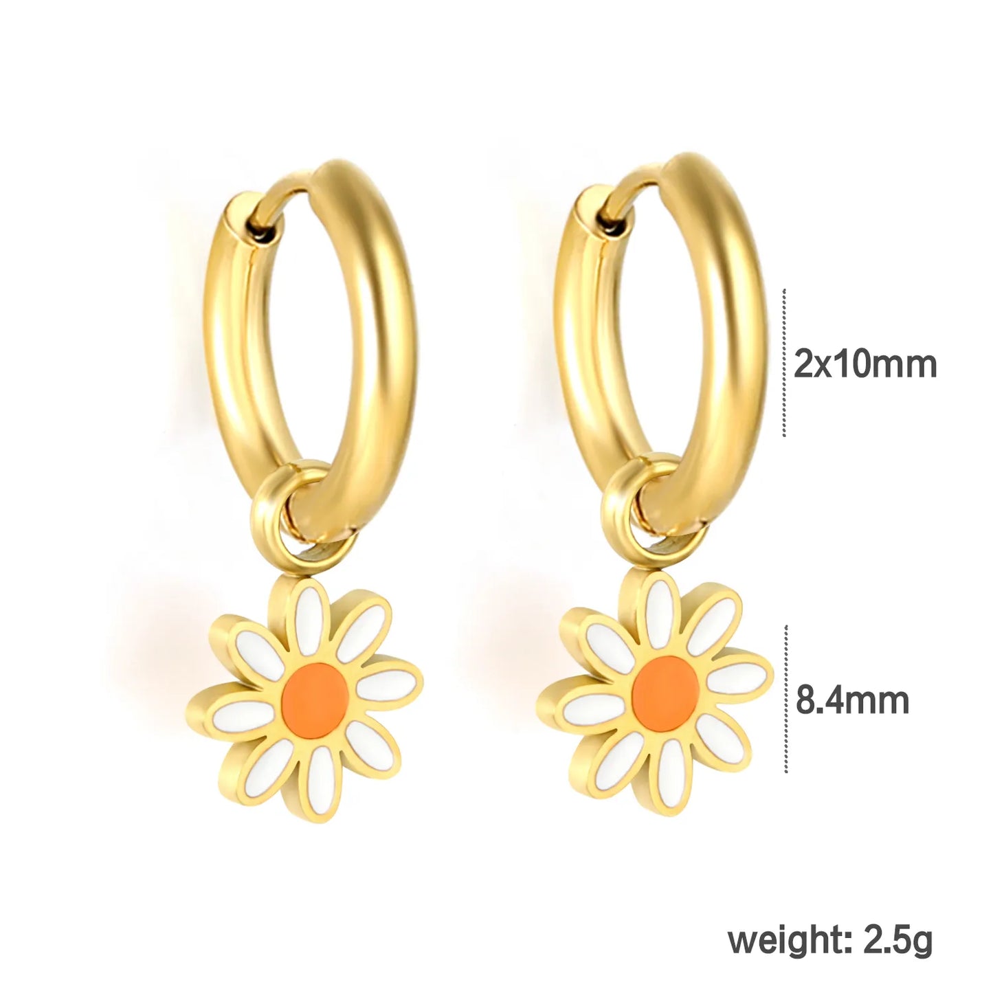 Wholesale Bulk Order Daisy Charm Huggie Hoop Earrings with 18K Gold Plated – MOQ 12
