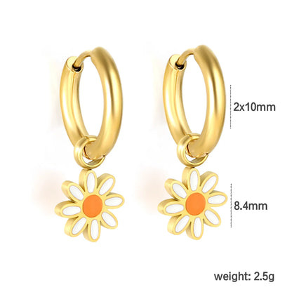 Wholesale Bulk Order Daisy Charm Huggie Hoop Earrings with 18K Gold Plated – MOQ 12