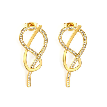 18K Gold Plated Pave Crystal Infinity Twist Drop Earrings  | MOQ 12 | Wholesale Bulk Order