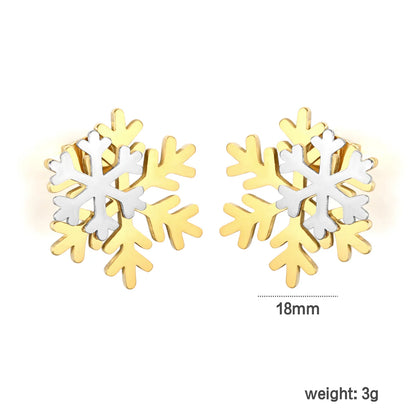 Wholesale Two-Tone Snowflake 18K Gold Plated Stud Earrings Bulk Order MOQ 12