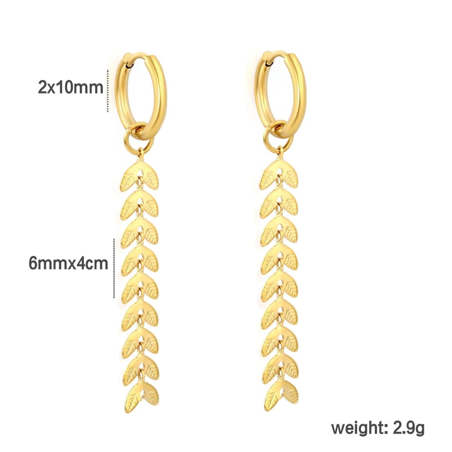 Wholesale Hypoallergenic 18K Gold Plated Leaf Drop Huggie Earrings Bulk Order MOQ 12