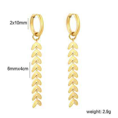 Wholesale Hypoallergenic 18K Gold Plated Leaf Drop Huggie Earrings Bulk Order MOQ 12