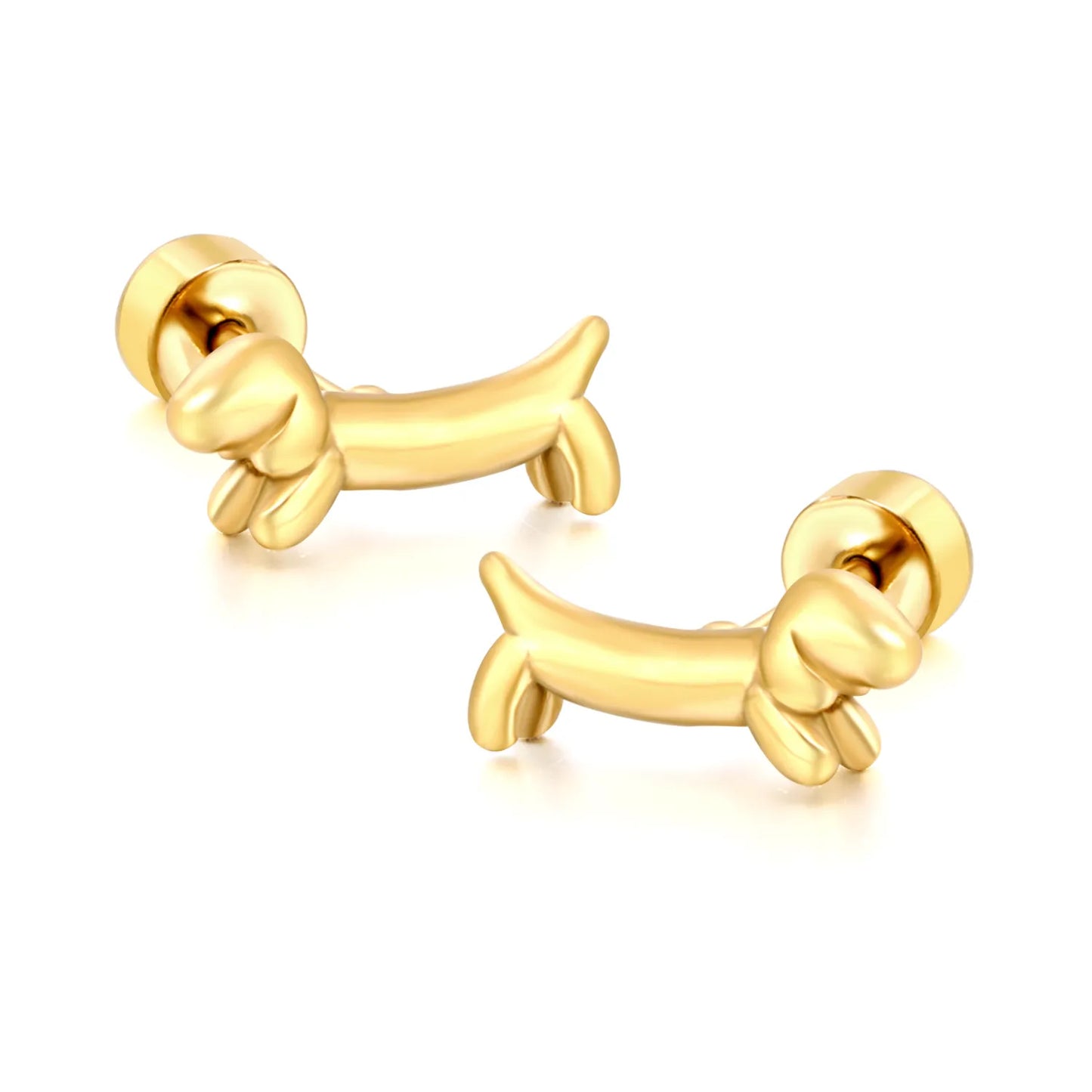 18K Gold Plated Dachshund Stud Earrings Wholesale Bulk Order (MOQ 12)