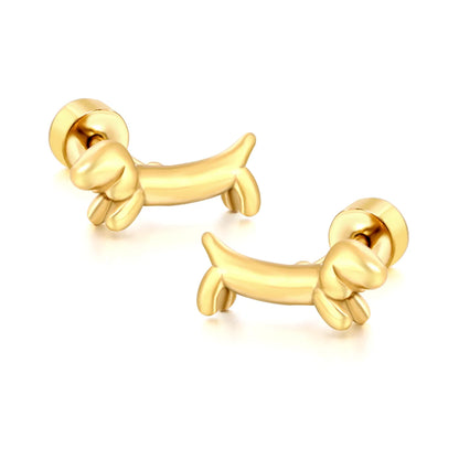 18K Gold Plated Dachshund Stud Earrings Wholesale Bulk Order (MOQ 12)