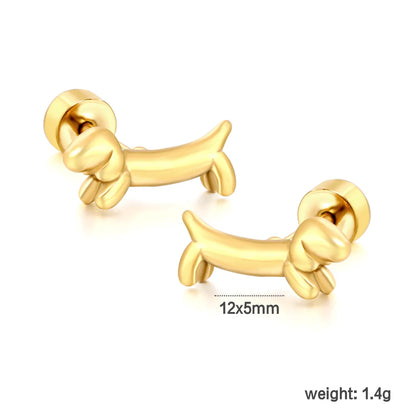 18K Gold Plated Dachshund Stud Earrings Wholesale Bulk Order (MOQ 12)
