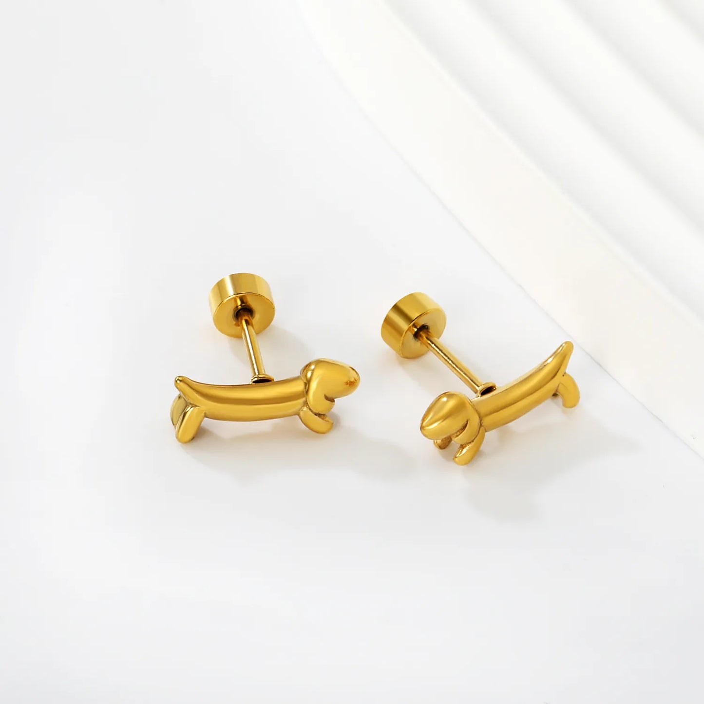 18K Gold Plated Dachshund Stud Earrings Wholesale Bulk Order (MOQ 12)